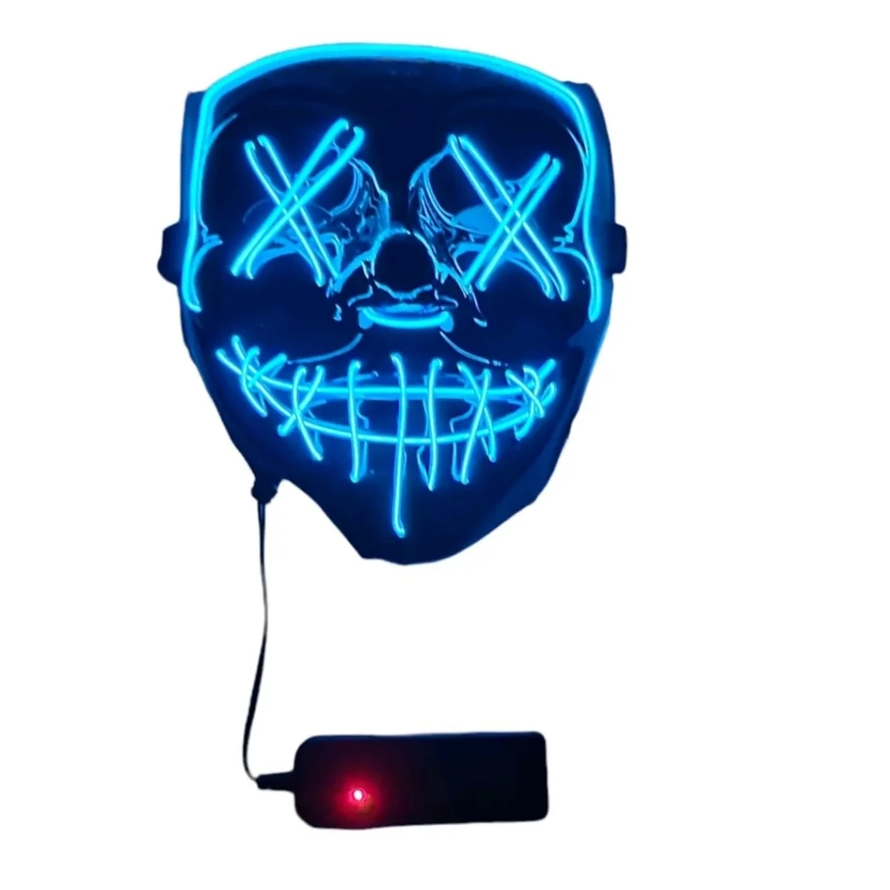 Led Plastic Glow Mask 3 Mode Lighting Halloween Cosplay Rave Club Party Purge - Picture 1 of 6